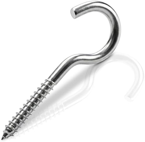 Valorada 4Pcs 100mm Hooks for Hanging, Stainless Steel Screw Hooks, Ceiling Hooks for Hanging Plants, Kitchen Utensils, Lights, Cups