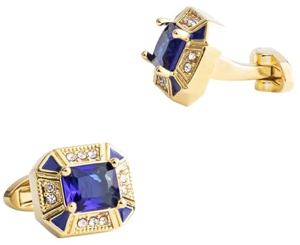 Dsnyu Manschettenknöpfe Set Herren, Manschettenknöpfe Vintage Silber/Gold Rechteck Zirkonia Hemd Anzug Schmuck für Geburtstag Hochzeit