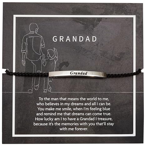 Letterbox Love Grandad Stainless Steel Engraved Bracelet from Grandson | Thoughtful Gift for Grandfather | Fathers Day for Grandad