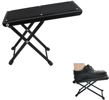 Tyatiyzn Guitar Footstool Adjustable Guitar Stool Foldable Musician Footstool for Classical Acoustic Electric Guitar (Black)