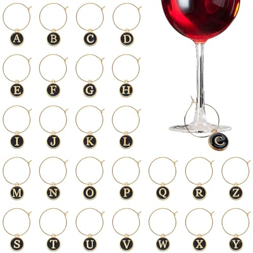26 Pezzi Segnabicchieri Marcatori di Ciondoli per Bicchieri di Vino, Segna Bicchieri Calici per Calici, Natalizi, Accessori Vino