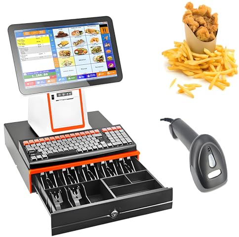 Caisse Enregistreuse Intelligente, Caisse Enregistreuse Professionnelle Tout-En-Un, Caisse Enregistreuse à écran Tactile Pour Petites Entreprises, Pour La Vente Au Détail Et La Restauration,White