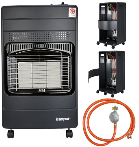 Kaspar Gasheizer Mit Gasdruckregler Gasschlauch Gasheizofen Heizstrahler 1500 2800 4200 W Gasheizung Für Innenräume Außen Terrasse Camping Zelt Für Fläche Bis 60 m2