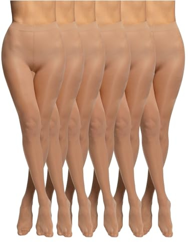 POMPEA 6 Paia Collant Donna 15 Denari, Calze Velate con Cinturino Soft e Corpino e Punta Rinforzati