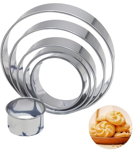 6 sets of stainless steel biscuit molds, kitchen circular biscuit cutting machine set, baking circle, pastry cake mold, DIY dumpling skin cutting tool (6 sizes)