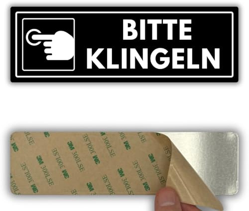 LEIASA | Schild Bitte Klingeln - 7,5x23 cm - Acryl - Türklingel Betätigen | Klingelschild Eingang, Aufkleber Klingel Läuten, Hinweisschild Klingelanlage, Plakette Klingelknopf, Türglocke Signal