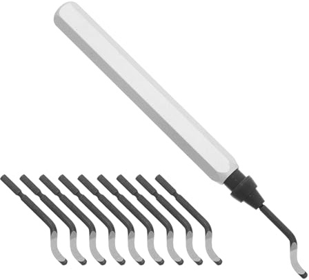 Gadpiparty 11 Pezzi Kit Utensili per Sbavatura con Lame in Acciaio ad Alta Velocità Manico in Metallo per Metallo Rame PVC Resina Tubi Plastica e Stampa Strumenti per Bordi e Smussatura