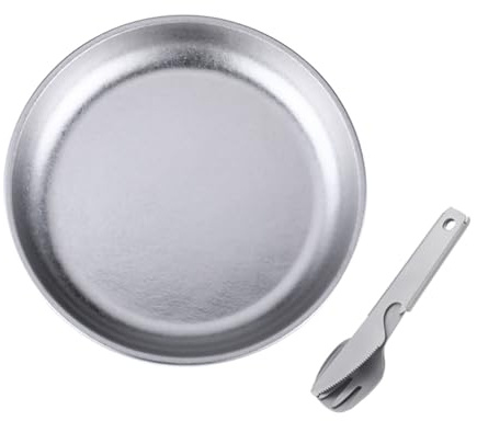 ERYUE Titan-Campingteller-Set, Leicht, Zum Essen Im Freien, Grillen, 3-teiliger Anzug, Integriertes Geschirr für Camping, Salatteller Zum Wandern, Eiskristall (Eiskristall)