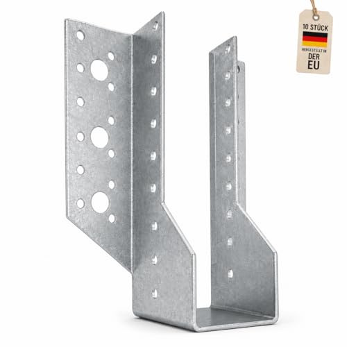 TORVON Soporte para vigas 10 piezas 100 x 60 x 2,0 mm Soporte de viga galvanizado al fuego Conector de viga Conector de madera Soporte de poste Soporte para poste para carport, terraza, pérgola