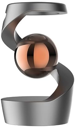 Levitating Magic Floating Ball Spinner - Anti-Gravity Gyro Desk Toy, Calming Focus Gadget for Office Desk, Home Decor, ADHD & Stress Relief (Grey + rose gold beads, 8 x 10 x 10 cm)