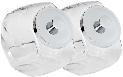 Anchor Hocking 12279ECOM Pennygläser, 3,5 Liter, klares Glas, Deckel mit Metall-Finish.