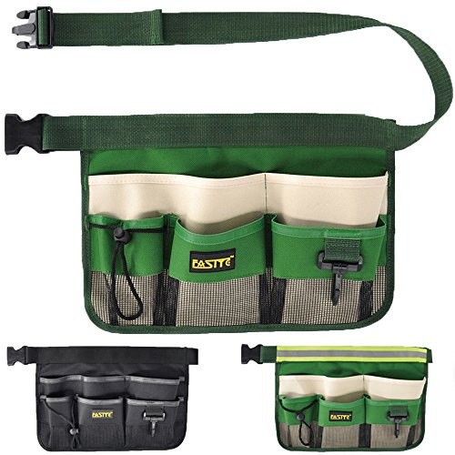 FASITE YL003G 7-Pocket Gardening Tools Belt Bags Garden Waist Bag Hanging Pouch, Green