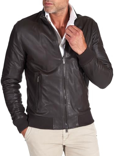 D'Arienzo Bomber Pelle Testa di Moro Uomo Giacca Primavera Vera Pelle Made in Italy 106 50/Testa di Moro