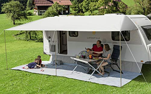 BERGER Vario Sonnenvordach 800x240 cm | Wohnwagen Sonnensegel Caravan Tarp Wasserdicht, Keder - 7 mm | Vordach Sonnenschutz mit UV 50+ Schutz Sonnendach inkl. 3 Teleskop Aufstellstangen