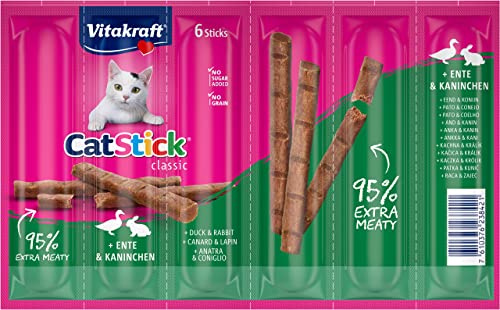 Vitakraft Cat Stick, Katzensnack, mit Ente und Kaninchen (1x 6 Stück)