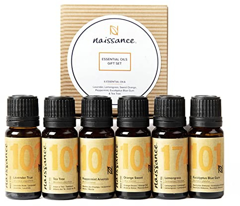 Naissance Ätherisches Öl Set - 6 x 10ml Lavendel, Eukalyptus Blue Gum, Rosengeranie, Teebaum, Süße Orange, Rosmarin - für Aromatherapie, Duftöl, Duftlampe