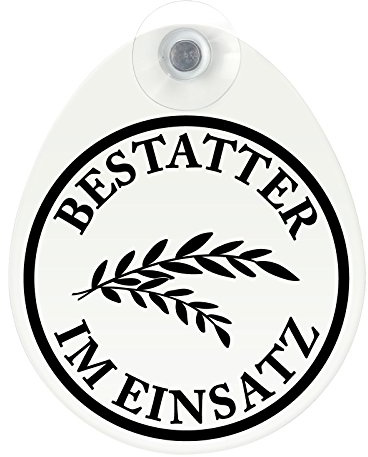 Schild, Autoschild Bestatter im Einsatz Dienst mit Saugnapf, 1,5mm wetterfestes Material 100 x 120 mm groß