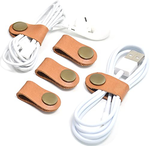 CAILLU Cord Organizer,Cord Keeper,Cable Organizer USB Holder,Cable Straps,Earbud case,wrap Headphone,Headset Winder,Earphone Clips Ties,stocking stuffers for men Gifts Leather