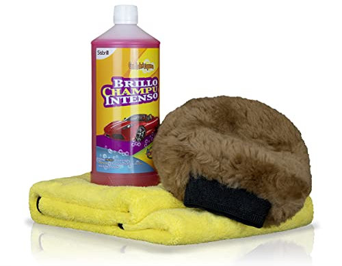 Sisbrill Champú Brillo Intenso - Ultraconcentrado 1:1000 - Limpiador de coches, pH Neutro y seguro - 1 Litro (Kit Lavado Exterior Premium)