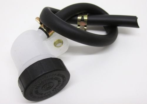 Universal Ausgleichsbehälter Kupplung Kupplungsflüssigkeit Behälter passend für Motorrad – Mit Deckel, Schlauchstück & 2 Schellen, 50mm Höhe