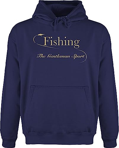 Hoodie Herren Pullover Männer - Angeln - Fishing - The Gentleman Sport - XL - Navy Blau - angel angler fisch hoddie geschenke fischen schrift hoody fischer fliegenfischen pulli für angelbekleidung