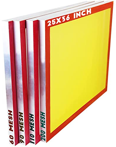 K-Musculo Dry Sift Screen Frames, Set of 4, 25 x 36, Aluminum Frames with 60, 90, 110, 200 Polyester Mesh Screens