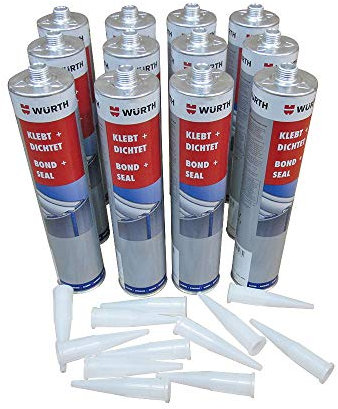 Wurth Bond & ☛ Seal Sikaflex Adhésif en PU souple et mastic Noir 12 x 300 ml