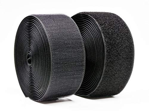 Arlent 50mm (2 ) Breite 5 Meter Zum Aufnähen eines Hakenverschlussbandes Nylonstreifen Stoff Nichthaftende Rückseite Schwarz