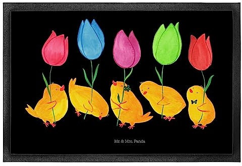 Mr. & Mrs. Panda 50 x 75 cm Fußmatte Küken Parade - Ostergeschenke, Osterdeko, Geschenk, Blumen, Osterdeko, Ostergeschenke, Fußmatten, Ostern