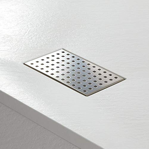MILANO Rectangular Stainless Steel Shower Tray Waste Drain Cover 202x124mm