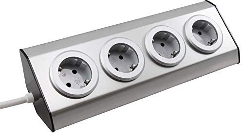 MC Power - Steckdosenblock | Premium | Ecksteckdose 4-Fach Schutzkontakt-Steckdose, Aufbausteckdose für Eckmontage, 150cm Kabel