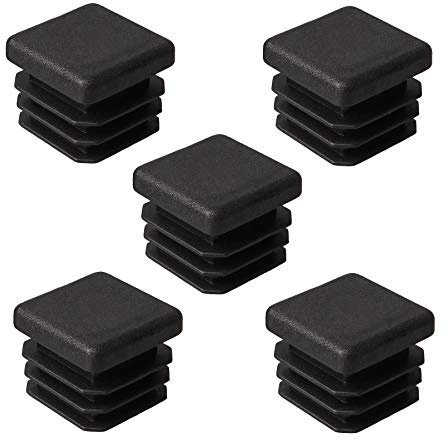 YEYIT Rohrstopfen Quadratisch 24 Stück Lamellenstopfen Rechteckig 20x20MM Polyethylen Kunststoff Fußkappen Schwarz Quadratstopfen Endstopfen für Quadratrohr Vierkantrohr