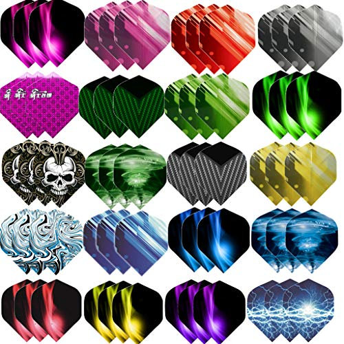 Haosell 60 Stück Dart Flights Slim Dart Flights Set dartflys Set Dart Flights Set weiß schwarz pink rot lila Rose blau Grun Dart Flight Standart Form für Soft Dartpfeile und Steel Dartpfeile