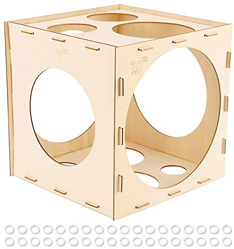 Worown 11 Holes Collapsible Wood Balloon Sizer Box Cube, Size Measurement Tool for Balloon Decorations (2-10 Inch)