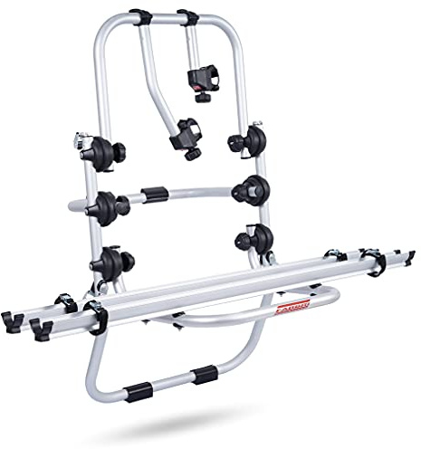 Kompletter Aluminium Gepäckträger/Fahrradhalter Heckklappe FABBRI für 2 Fahrräder BICI OK 2 passend für Volkswagen VW Polo VI Hatchback 2017- (Tragfähigkeit: 30 kg)