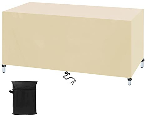 Housse pour Meubles de Jardin 200x100x75cm Beige Housse de Protection Imperméable pour Meubles, Bâche Couverture pour Table Extérieure, Tissu Oxford 420D Housse Salon de Patio pour Table Chaise