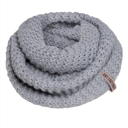 KNIT FACTORY - Alex Loop Schal - Schlauchschal - Winterschal - Rundschal - Herrenschal - Damenschal - Wollschal - Grob gestrickten Rippenmuster - Für Damen und Herren