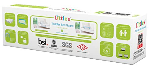 Littles Bed Guard Rail for Toddler, Child & Baby. Fits Single, Double Up to King Size Beds, White, 83 cm x 48.5 cm