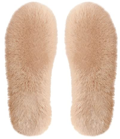 Sheepskin Insoles Soft Cosy Fluffy Wool Shoes Insole for Women Men, Thermal Lambwool Replacment Insole for Shoes, Slippers, Boots (6.5 UK)