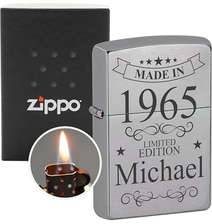 Zippo Feuerzeug personalisiert mit Gravur - personalisiertes Zippo mit Gravur - Geschenkideen zum Vatertag - Geburtstagsgeschenk für Männer/Geschenke für Papa B-Day