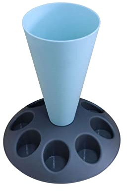 perfk Pastry Bag Stand Cookie Decorating with 8 Icing Tips Slots Flower Mouth Stand Holder Cake Nozzles Holder Plastic Piping Bag Rack for Kitchen