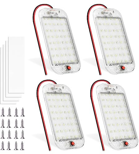 MERTTURM 48 LED Innenbeluchtung Auto, Super Hell 800LM 12V LED KFZ Innenraumbeleuchtung mit Schalter, 6000K Weißlicht für Wohnmobile LKW Van Caravan Boot(4 Stück)