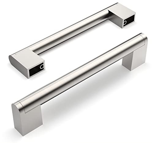 Amerdeco 5 Stück Möbelgriffe Edelstahl Gebürsteter Nickel 128mm Lochabstand Schrankgriffe für Küche, Schubladen & Kleiderschrank UK0038