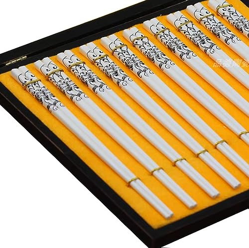 bacchette giapponesi lavabili Bacchette usa e getta 10 paia di bacchette in ceramica riutilizzabili per uso domestico resistenti alle alte temperature(Color:1,Size:)