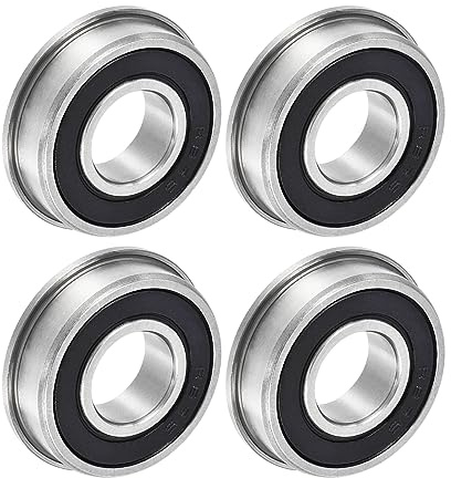 uxcell FR8-2RS Flanged Ball Bearing 1/2 x 1-1/8 x 5/16 inch Double Sealed Chrome Steel Flange Bearings, 4pcs
