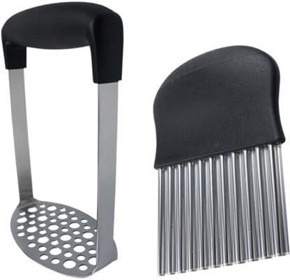 Zerodeko Ergonomischer Kartoffelstampfer Presser Multifunktions-zerkleinerer Für Kartoffeln Süßkartoffeln Pommes Frites Küchenwerkzeug Schwarz