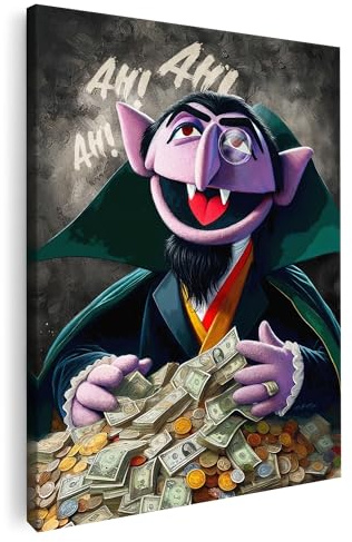 Artmazing | Graf Zahl Dollar Bild in Bunt | Modern S-Art Bilder | Coole Wandbilder für Wohnzimmer | Deko Leinwand XXL