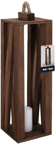 KOTARBAU® Holzlaterne Braun 13,5 x 13,5 x 42 cm Gartenlaterne Holz Laterne draußen & drinnen Laterne Wohnzimmer für Blumen und Kerzen Hochzeit