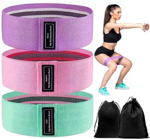 Scettar 3 Stück Fitnessbänder, Resistance Bands mit 3 Widerstandsstufen, Widerstandsbänder für Krafttraining und Beintraining, Gymnastikband für Yoga und Pilates, für Anfänger