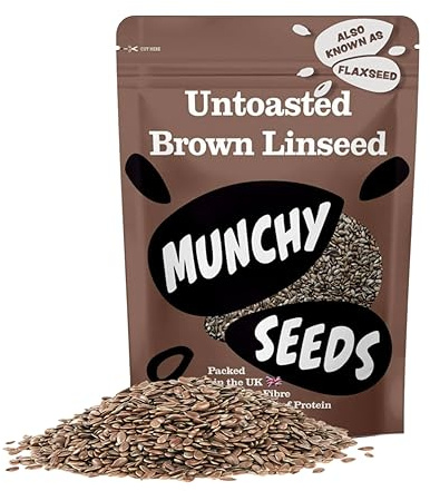 Munchy Seeds Raw Flaxseeds/Linseed 1KG, Gluten Free Protein Snacks, Nutritious Flaxseeds, Perfect with Salads, Great Source of Vegan Protein, High Fibre Flaxseeds/Linseeds